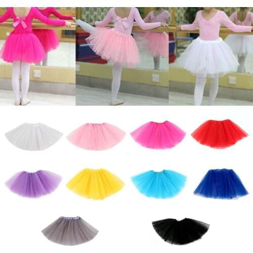 Children Kids Girl Three Layered Ballet Dance Tutu Skirt Classic Solid Mini Pleated Elastic Party Petticoat Underskirt 2-8T