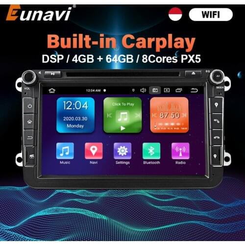 Eunavi 2 Din Android DVD GPS Auto Car Radio Multimedia For VW Golf Polo Tiguan Passat b7 b6 Seat Skoda Octavia Built-in Carplay