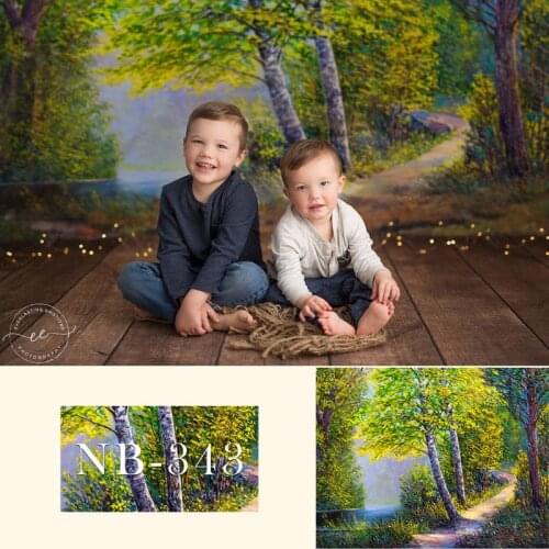 Newborn Baby Shower Floral Photography Backdrops Forest Tress Nature Photographic Studio Photo Background Birthday Decorations