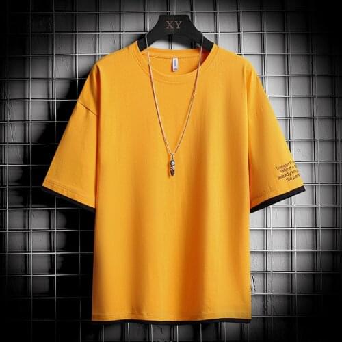 Men Oversized Tshirt Harajuku Summer New Mens Casual Solid Half Sleeve T-Shirts High Street Tops Tees O-Neck Breathable Clothing