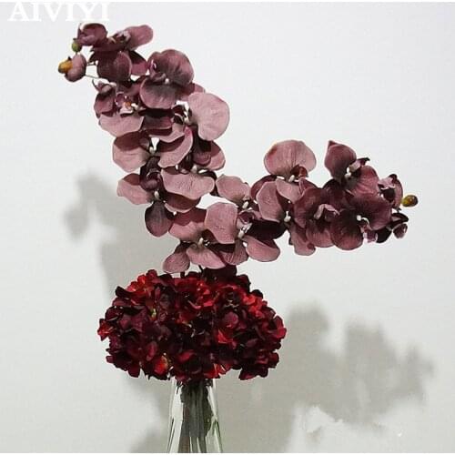 10Heads big Artificial Orchid Flowers European Retro style Moth Butterfly Orchids Home Wedding Party Decoration fake silk flores