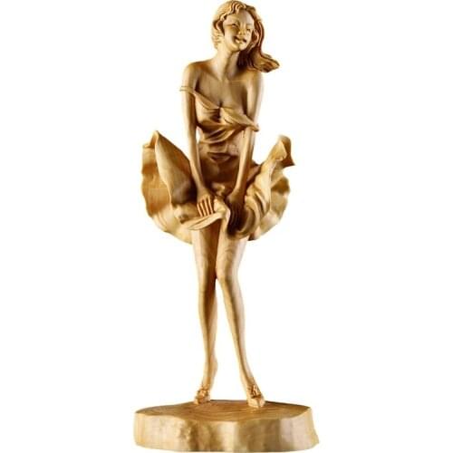 CCZHIDAO 18CM Boxwood Monroe Statue Chinese wooden sculpture Wood decoration Delicate figure home decor wood craft decors