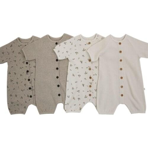 2021 new boys girls floral rompers+hat cotton shorts sleeve summer babys jumpsuit