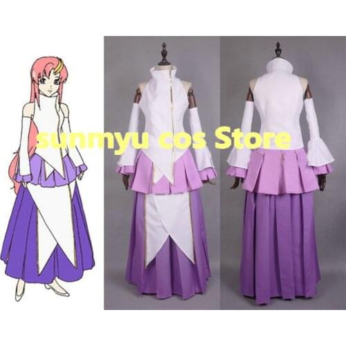 Customize,FreeShipping! Mobile Suit Gundam SEED Destiny Lacus Clyne Clothes Cosplay Costume,Custom Size Halloween