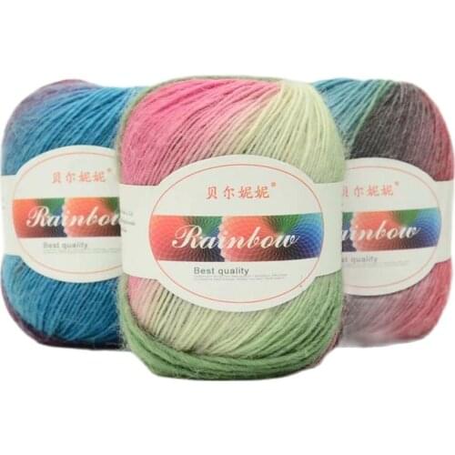Dye Rainbow Yarn Wool Thread for Knitting Fashion Cloths Cotton Crochet Balls Shawl DIY Crochet for Shawl Thread Sewing
