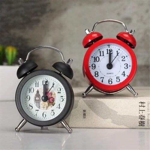 Mini Creative Alarm Clock Vintage Retro Pointer Clocks Loud Ringing Alarm Clock Bedside Home Decor