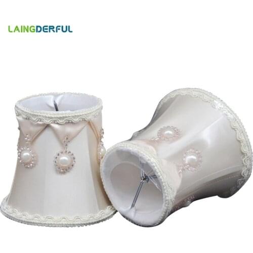 Art Deco Lampshades Hanging Beads Cloth Art Lampshell Nordic Modern Lamp Cover for Crystal Candle Chandelier Lightshades