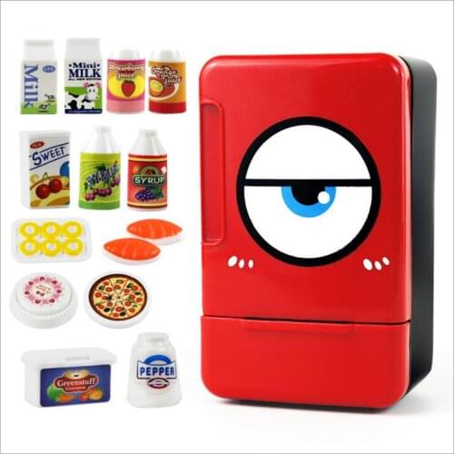 Mini accessories fridge for barbie doll dream house Furniture Refrigerator Play Set Doll Sweet Fridge Freezer With Food Lots