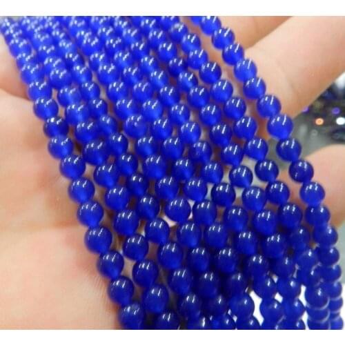 2021 Fashion 8mm Blue Chalcedony Round DIY Loose Beads Fashion Jewelry Making Design Ornament Natural Stone Gifts For Girl Women