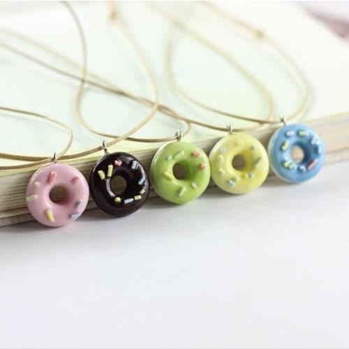 New Simple ceramic donut pendant collarbone chain necklace N305