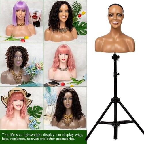 Nunify New Smiling Face Beauty Mannequin Head For Wig Female Mannequin Head With Shoulders Half Body Wig Head For Salon