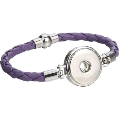 New Snap Jewelry Handmade 10 Color Magnet Braided Leather Snap Button Bracelet Fit 20mm 18mm Snap Button Jewelry Magnet Bracelet