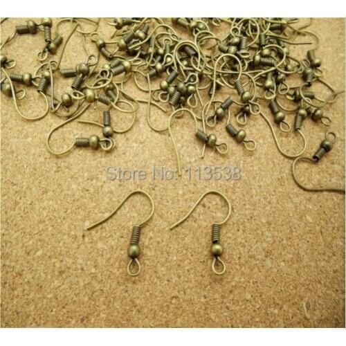 Wholesale 1000Pcs ANTIQUE BRASS EARWIRES HOOK/earring hook coil ear wire red bronze plated fashion classic drop earrings