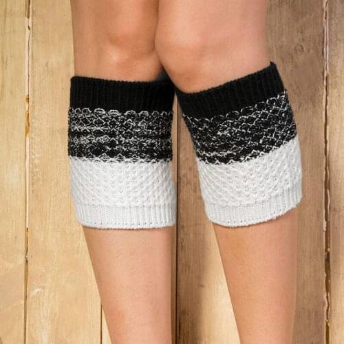 Autumn Winter Wool Impact Color Leg Sleeve Knitted Cuff Warm Socks Crochet Boot Socks Knitted Gaiters Leg Warmers