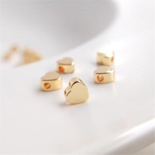14K Gold Filled Heart every bead love hearts loose bead jewelry hang act the role of jewelry diy manual bead pendant accessories