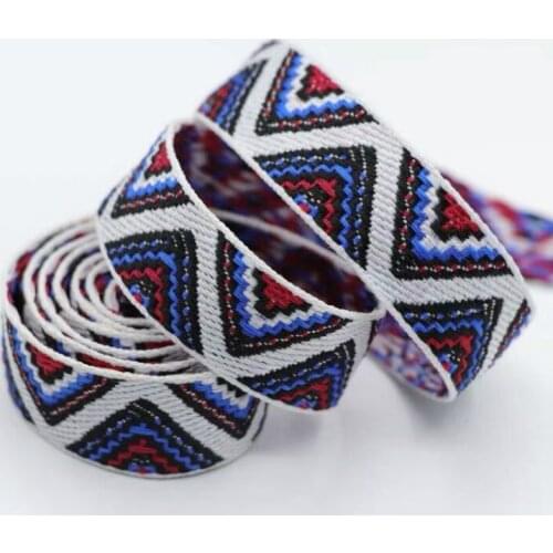 ZERZEEMOOY 3/4'' 20mm 10yard/lots Polyester Colorful Geometric Woven Jacquard Ribbon Dog Collar Ruban Accessories DTY Tape