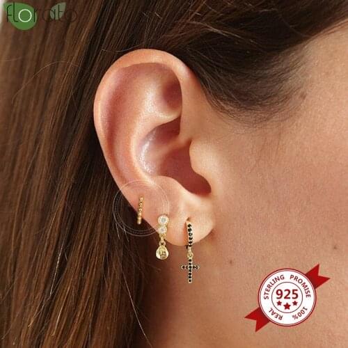 925 Silver Ear Buckle Fashion Jewelry Beads Huggie Hoop Earrings Hot Selling Accessories For European And American Women