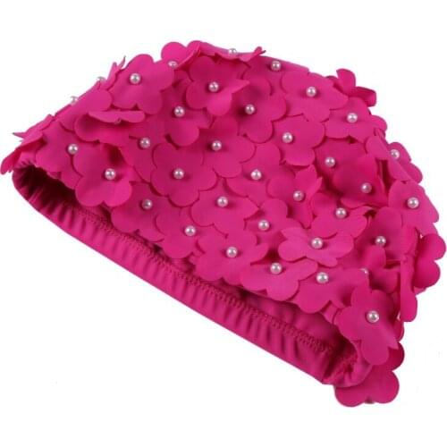 Swim Pool Swimming Cap Hat Free Size For Women Petals Bathing Cap Swimwear For Women And Girls
