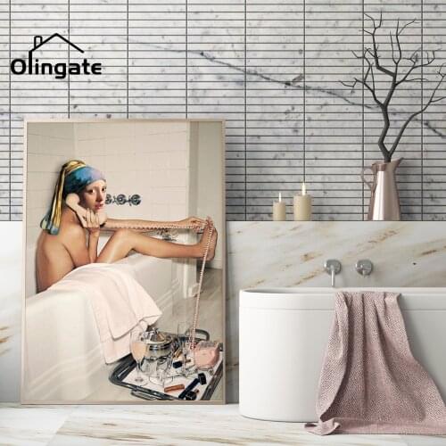 Nordic Funny Canvas Painting Girl with a Phone Poster On The Wall Art Print Picture One Piece for Living Room Home Decoration