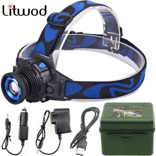 Super Bright Fishing Headlamp camping Headlight Led Bulbs Q5 Lithium Ion Flashlight Bookable Build-in Rechargeable Battery Xml