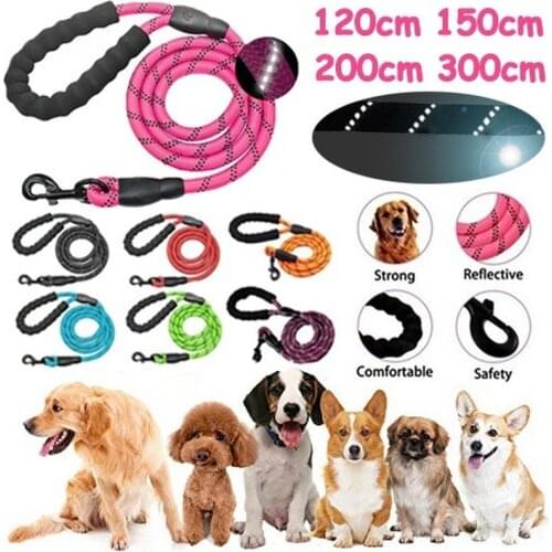 Large Dog Leash Reflective Durable Training Running Rope Strong Lead Rope For Labrador Rottweiler Pet Supplies Dog Collar