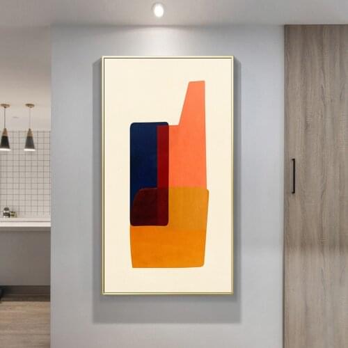 Warm tones Abstract Irregular geometric patchwork Modern decorative Picture Canvas Wall Art Poster for room Porch office decor