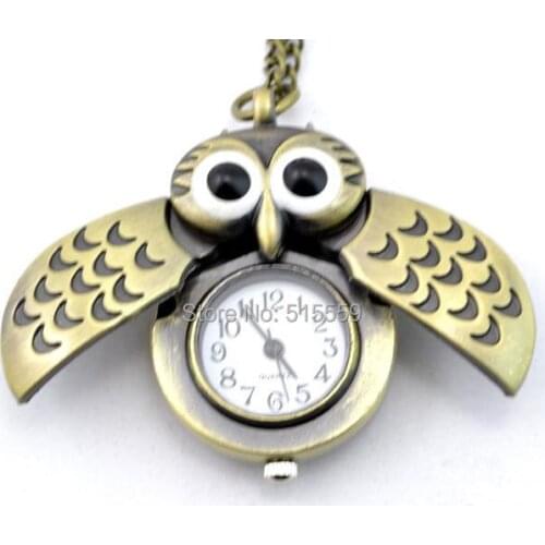 Unique Antique Fashion alloy vivid Owl Pocket Watches Pendent Watches Necklace Hot Sale