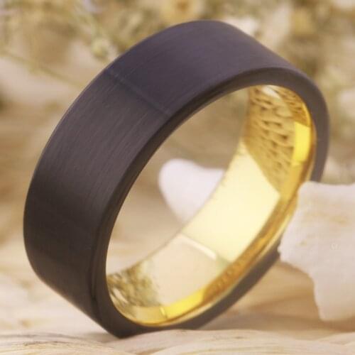YGK Jewelry Custom Tungsten Rings For Men Women Wedding Band Black Matte Gold Pipe Edge Sizes 6-13 Drop Shipping Rings