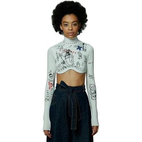 Summer slim streetwear vintage long-sleeved t shirt 90s girls tops Y2K women 2021 high quality cotton long sleeve tops