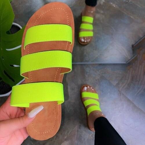 Womens slippers fluorescent ladies shoes summer beach PU casual ladies fashion sandals