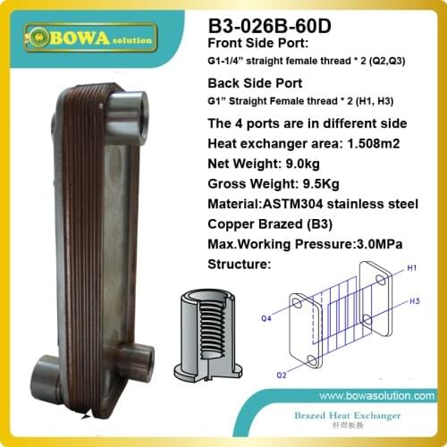 B3-026-60D Stainless Steel Plate heat exchanger for refrigeration equipmen with fixture screws 6026106801
