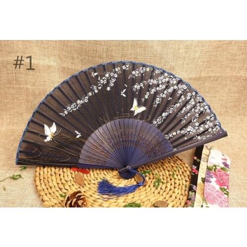 100pcs Vintage Chinese Japanese Silk Butterflies Sakura Folding Bamboo Hand Fan Wedding Bridal Favors Party Prom Gift