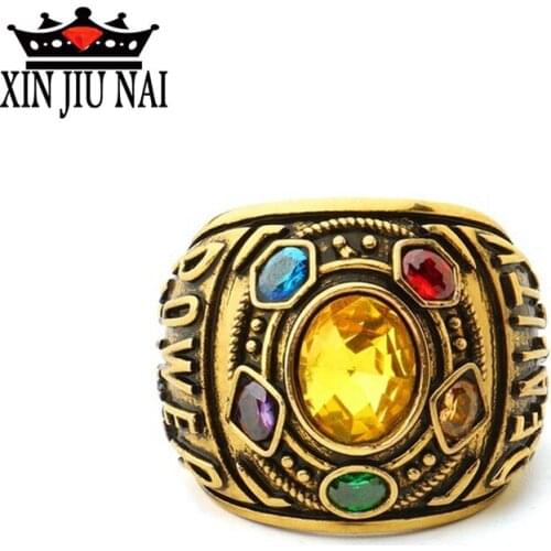 2019 New Avenger Alliance Creative Infinite Gloves Thanos 6 CZ Jewelry Super Power Ring Anniversary Gift Zircon Mens Jewelry