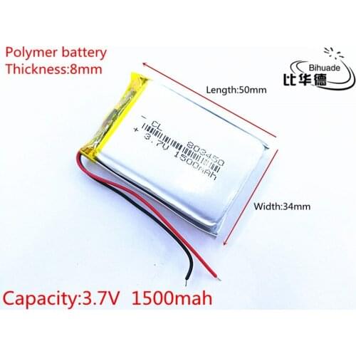 3.7V 1500mAh 803450 Lithium Polymer Li-Po li ion Rechargeable Battery cells For Mp3 MP4 MP5 GPS PSP mobile bluetooth