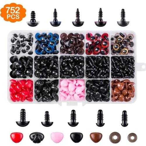 752 Pcs Doll Eyes Teddy Eyes Mix Color Plastic Craft Safety Eye Teddy Bear Plush Toy Animal Doll DIY Accessories LXY9