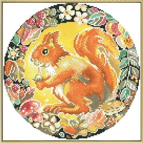 Squirrel Cross Stitch Kits Patterns Printed Fabric Embroidery Sets 11CT 14CT DIY Handmade Needlework Crafts Home Decor Paintings