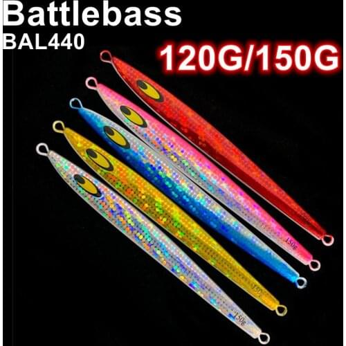 BATTLEBASS Fast Sinking Fishing Lure 120g 150g Artificial Shiny Laser Hard Metal Lead Bait Saltwater Glow Fishing Lure Tackle