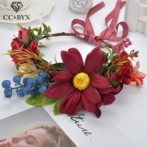 CC Flower Crown Tiara Garland Engagement Wedding Hair Accessories For Women Bridal Girls Party Beach Hairwear Wholesale at38
