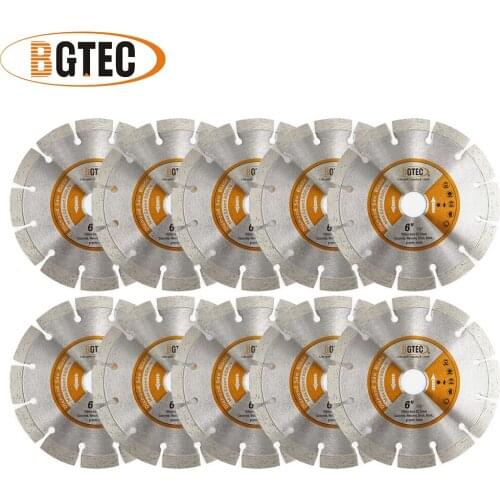 BGTEC 10pcs 150MM Diamond Hot Pressed Segmented Saw Blade Cutting Disc for Granite Marble Stone Tile Concrete