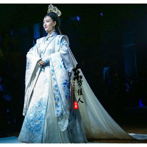 Drama Costume Delicate Embroidery Empress Costume w train Wang LiKun for TV Play Phoenix Warriors- Legend of Heavenly Tear