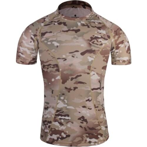 Emersongear Tactical Skin Tight Base Layer Camo Running Shirts Camouflage Shorts Sleeve Outdoor Sports Sweat-Wicking T-Shirt