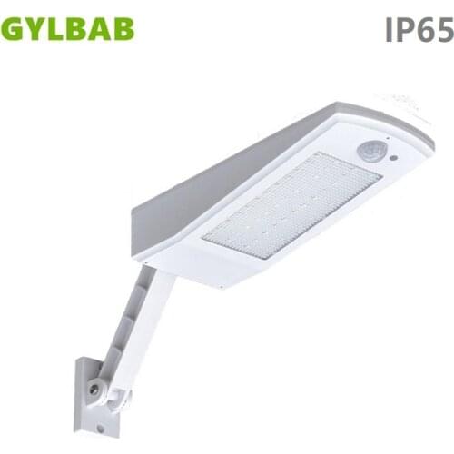 GYLBAB Solar Power 48LED 900LM wall Light Wall Lamp PIR Sensor Motion With Adjustable Pole For Outdoor 4 modes 800lm