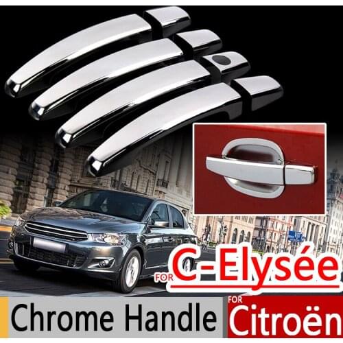 For Citroen C-Elysee 2013-2017 Chrome Handle Covers Trim Set of 4Pcs C Elysee Car Accessories Stickers Car Styling 2014 2015