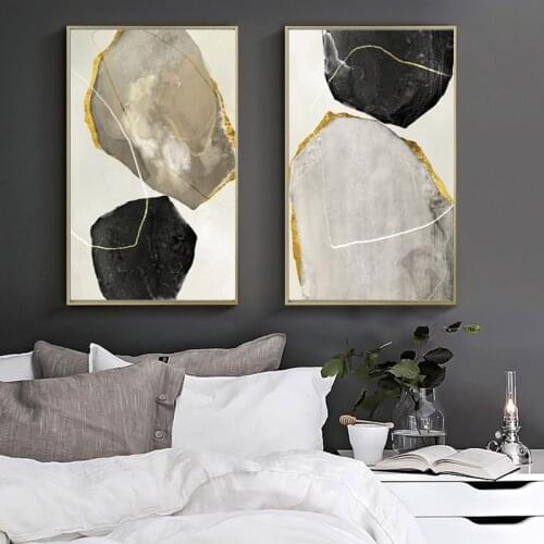 WANGART Abstract Grey Black Blocks Canvas Painting Fashion Poster Print Strange Thing Wall Art Living Room Cuadros Home Decor