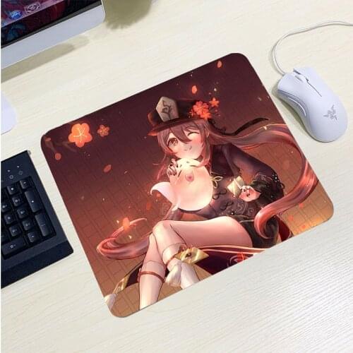 Kawaii Mouse Pad Gamer Small Mousepepad Hu Tao Genshin Impact Mousepad Company Deskmat Computer Mat Pad on the Table Anime Rug