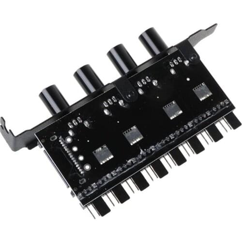 PC 8 Channel Hub SATA 4 Pin Knob Cooling Fans Speed Controller For CPU Case HDD VGA PWM PCI Bracket 12V Fan Control Power Supply
