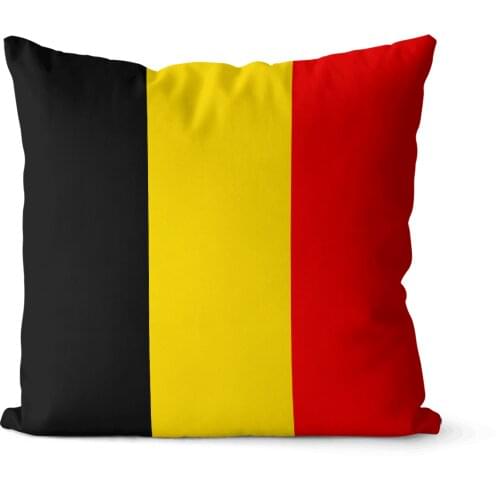 Flag of Belgium pattern square pillowcase pure cotton linen pillowcase party home decoration sofa cushion cover 45x45cm 40x40