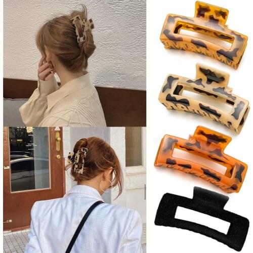 Fashion Leopard Acrylc Big Hair Claws For Women Vintage Hollow Square Hair Crabs Clip Girl Hair Accessories Headdress Party Gift