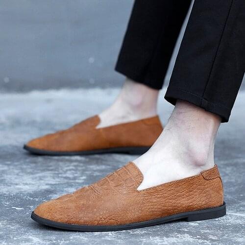 Shoes Men Casual Luxury Brand Handmade slip on Genuine Leather Loafers Men Italian Fashion Dress Shoes black brown Moccasins