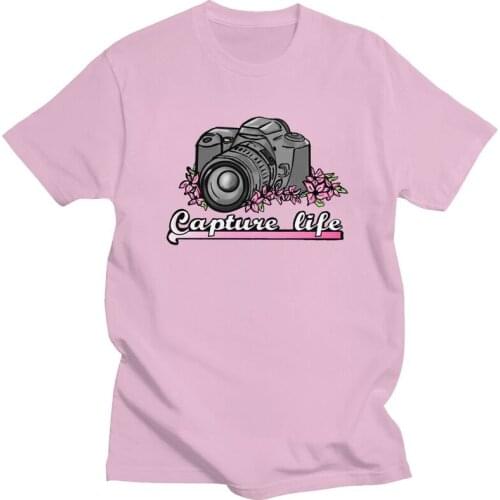 Classic Capture Life Photographer Camera T Shirt Men Short Sleeved Pure Cotton T-shirt Casual Photography Tee Tops Tshirts